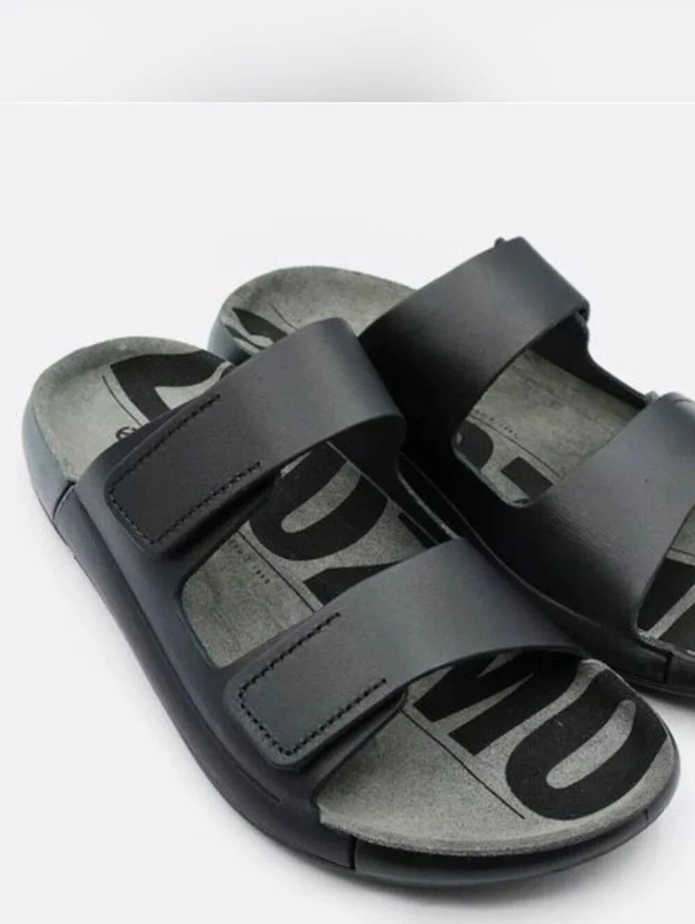 Ecco Cozmo 2nd Strap Mens Black Slide Leather EU 39 NWOB